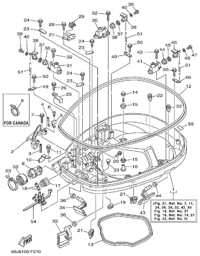 Yamaha F200A, F225A, FL200A, FL225A, F225TR, F200TR, LF225TR, LF200TR BOTTOM COWLING 1 parts diagram